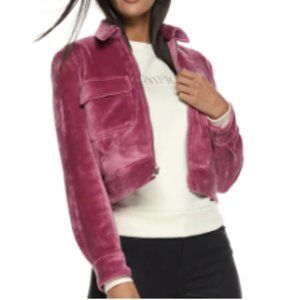 Women's Bomber Jacket - Pink Velvet - Large